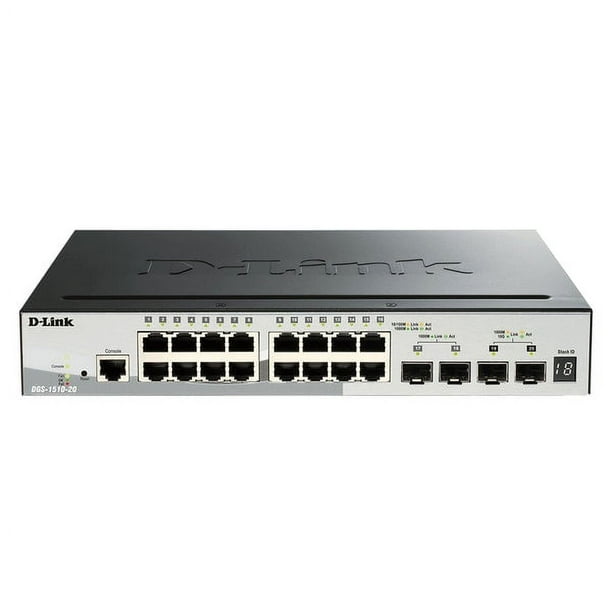 D-Link Commutateur Gigabit Empilable 20 ports Comprenant 2 x ports SFP et 2 x ports SFP+ 10GbE - DGS-1510-20