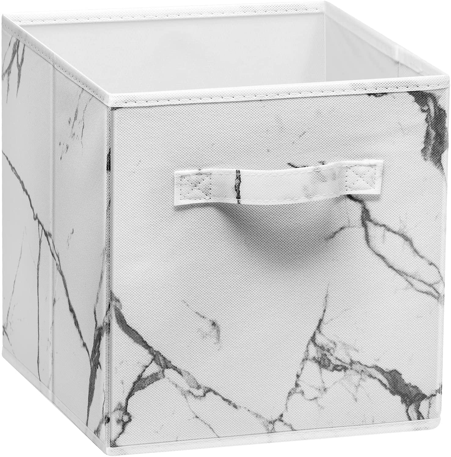Sorbus Foldable Storage Cubes: Adult Organization for Living Room, Closet, Dorm - Marble Print, 4-Pack, White