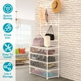 thumbnail image 5 of White Entryway Hall Tree: Coat Rack & Shoe Rack Combo w/ 8 Hooks, 5-Tier Shelves - Freestanding Organizer for Entryway, Bedroom. Dustproof Design., 5 of 6