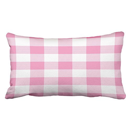 WinHome Decorative Pink and White Gingham Plaid Pillow Checkered