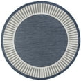 thumbnail image 3 of 6ft Round Water Resistant, Indoor Outdoor Rugs for Patios, Front Door Entry, Entryway, Deck, Porch, Balcony | Outside Area Rug for Patio | Navy, Striped Border | Size: 5'3'' Round, 3 of 6