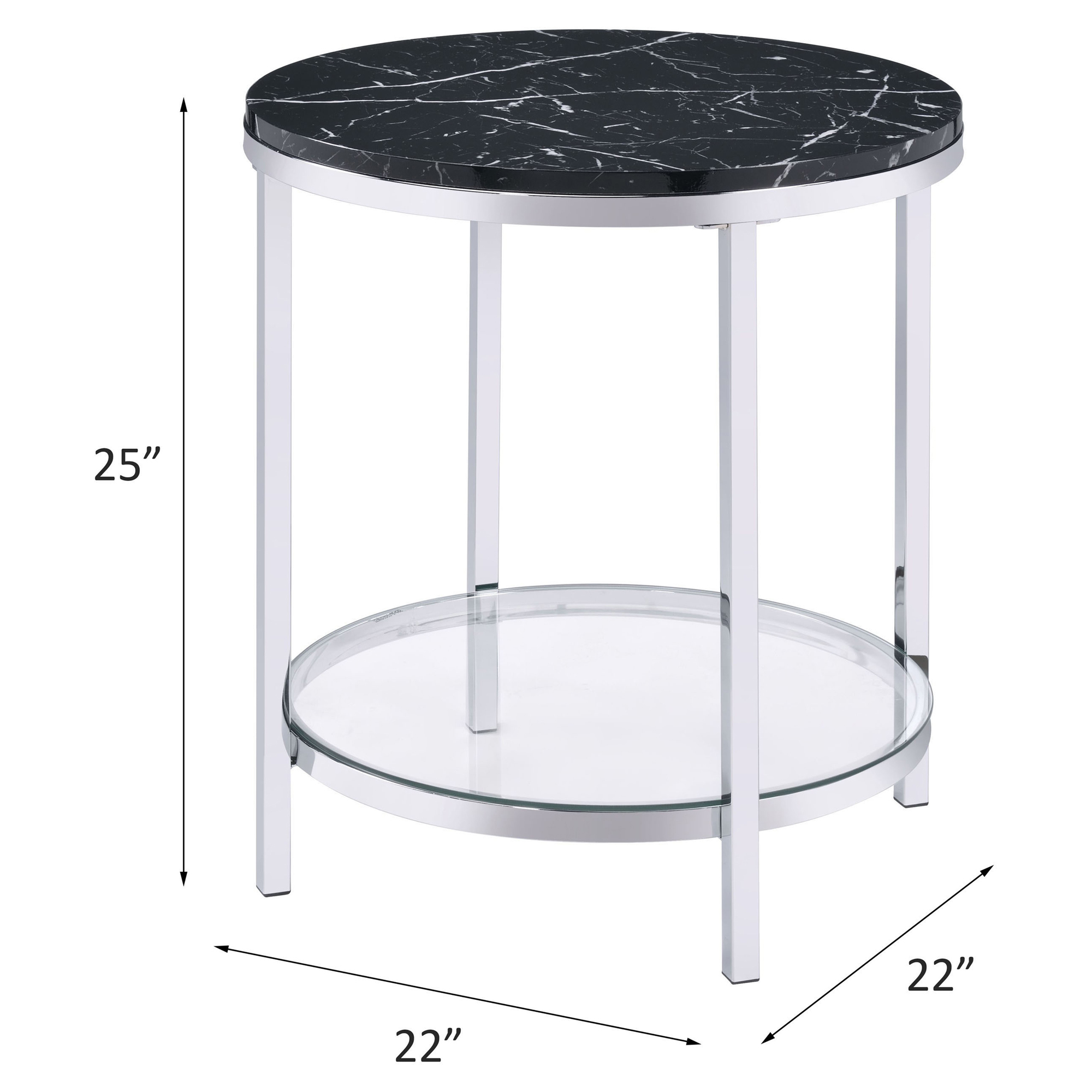 ACME Virlana Round End Table in Black and Chrome - image 5 of 5