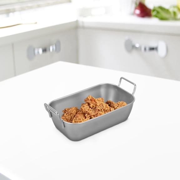 ibasenice 2-Pack Stainless Steel Holder Serving Tray with Simple Design for Kitchen and Dining Use