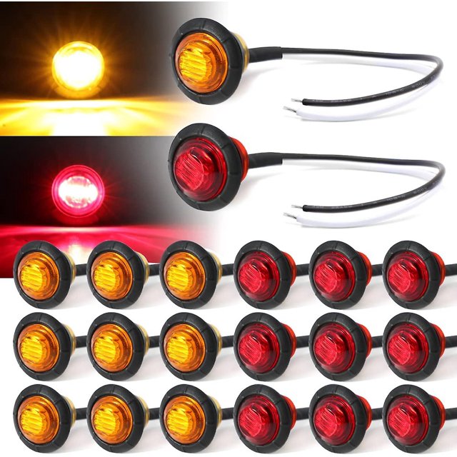 Paquete de 30 bombillas LED de posición lateral CHAO mini redondas 15 ámbar y 15 rojas 3 diodos