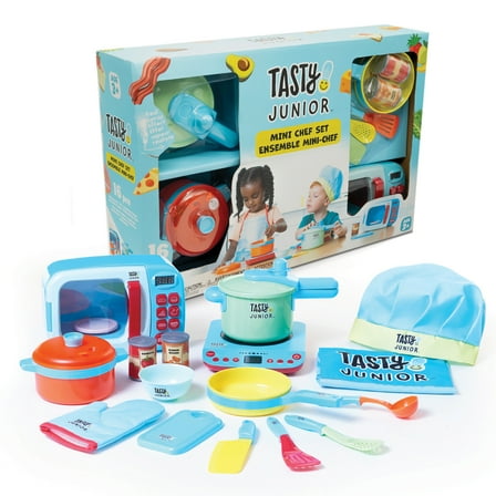 Tasty Jr - Pretend Play 16-Piece Mini Chef Playset Toy w/ Lights & Sounds - Ages 3 