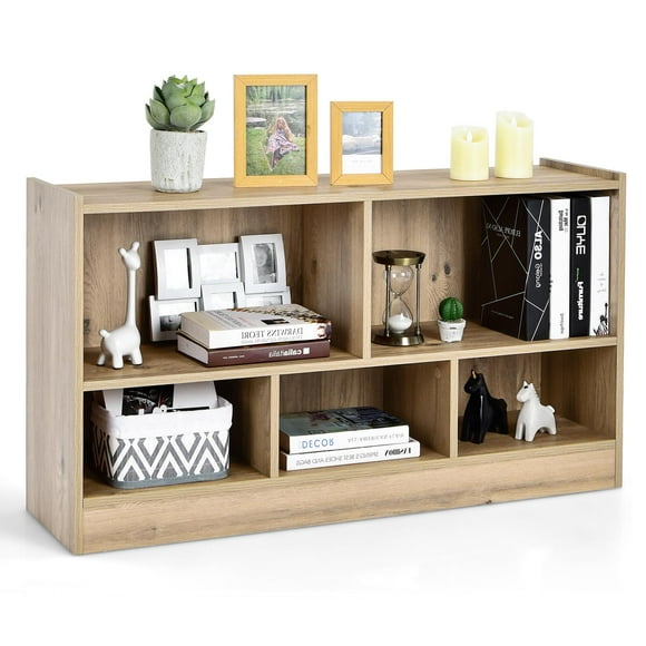 Giantex Organisateur de Rangement pour Jouets, Armoire de Rangement à 5 Sections, Étagère d'Exposition en Bois pour Livres, Naturel