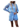 thumbnail image 1 of Gibobby Suéter de Cuello Redondo para Mujer, Suéter suelto de lana de cachemira con cuello redondo para mujer, de manga corta, para verano, otoño, color liso, casual(Azul,G), 1 of 5
