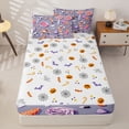 thumbnail image 4 of Homewish Cartoon Spooky Skull Zipper Queen Comforter Set with Fitted Sheet and 2 Pillowcases for Kids, Pink Purple Swirl Lollipop Zipper Bedding Set, Halloween Reversible, 4 Pieces, 4 of 6