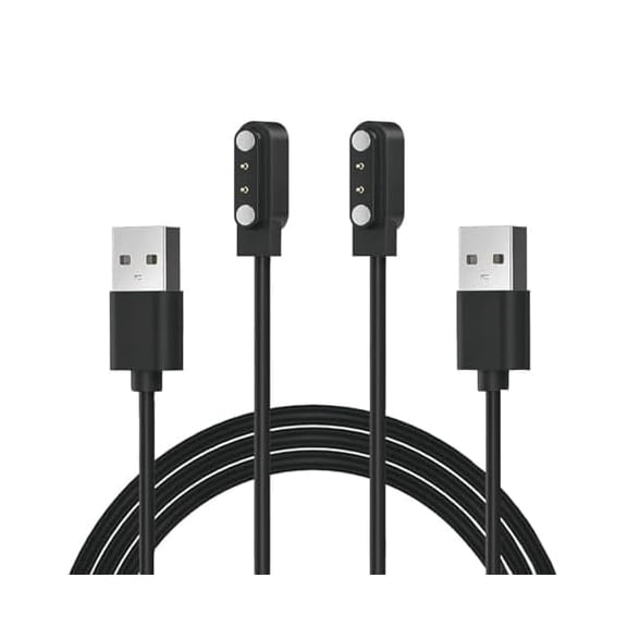 xixishop [2-Pack] Charging Cable for 3Plus Callie/3Plus Mega Smart Watch Charger,Magnetic Replacement Smartwatch Rapid Charger for 3Plus Watch (Black&Black)