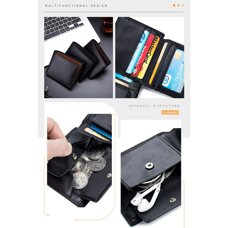 YBONNE Functional Compact RFID Blocking Bifold Wallet for Men, Made of Finest Genuine Leather