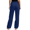 thumbnail image 4 of Minjewel Women's Solid Color Elastic Waist Loose Fit Breathable Cotton Linen Pants, Casual Trousers for Summer and Beach, Lightweight Comfortable,Dark Blue,S, 4 of 6