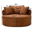 thumbnail image 3 of Miniyam 54" Modern Round Lounge Chair, Corduroy Accent Chair with 3 Pillows, No Assembly Required, for Living Room, Bedroom(Orange), 3 of 9