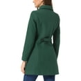 thumbnail image 3 of INSPIRE CHIC Women's Coat Single Breasted Long Sleeve Tunic-length Winter Outwear with Pockets M Dark Green, 3 of 6