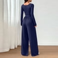 thumbnail image 4 of Long Sleeve Jumpsuit for Women Ruched One Piece Wide Leg Jumpsuit Baggy Square Neck Workout Romper with Pockets, L, 4 of 6