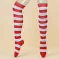 thumbnail image 2 of CUZIBR Socks For Women Fashionable Striped Over The Knee Socks Classic Thigh High Stockings Stretchable Winter Warm Casual Breathable Socks,White,One Size, 2 of 3