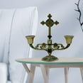 thumbnail image 5 of 2-Arm Religious Candle Holder Zinc Alloy Pillar Candle Stick Stand Wedding Centerpiece European Vintage Tabletop Taper Candle, 5 of 8