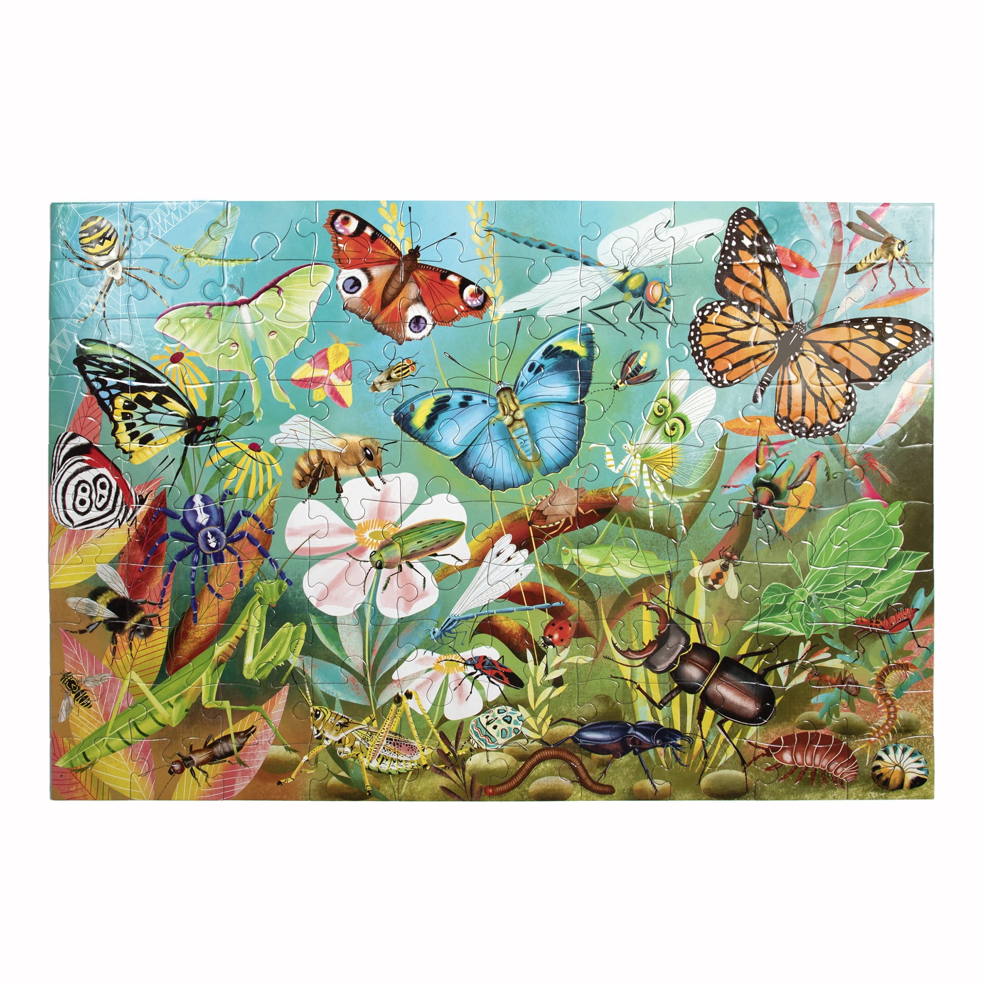 eeBoo: Love Of Bugs - 100 Piece Puzzle - 24 x 16" Kids Jigsaw, Glossy High-Quality Pieces, Children Ages 5+