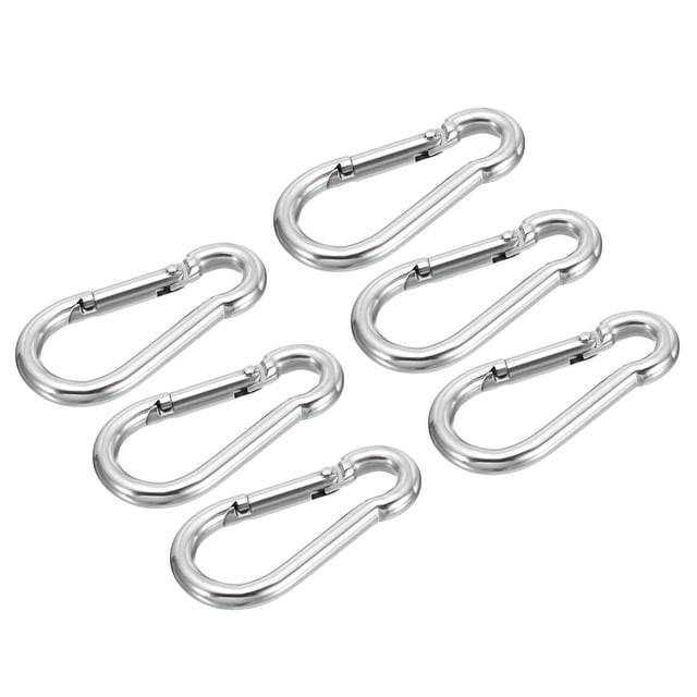 Ganchos de resorte de 2.4 pulgadas, 6 piezas de gancho de resorte de acero inoxidable M6, clips de metal conectores grandes para hamaca y columpio