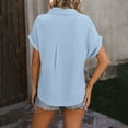 thumbnail image 4 of Njoeus Women's Summer Short Sleeve T-Shirt Button Up Cotton Blended Shirts Loose Casual Shirt Tops Blouses with Pocket S-XXL, 4 of 4