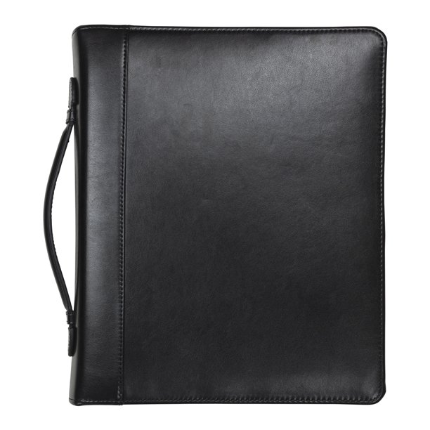 Samsill Regal Leather 1 5 Round Ring Zipper Binder Portfolio Black Walmart Com Walmart Com
