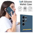 thumbnail image 3 of Samsung Galaxy S24 Ultra with Card Holder - Wallet Phone Case Galaxy S24 Ultra Hold 1-2 Cards for Women Men - Protective Soft Silicone Card Case for Samsung Galaxy S24 Ultra Blue, 3 of 15