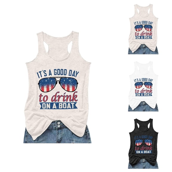 Tank Tops for Women It's A Good Day to Drink on A Boat Graphic Scoop Neck Sleeveless Shirt Summer Womens Tanks