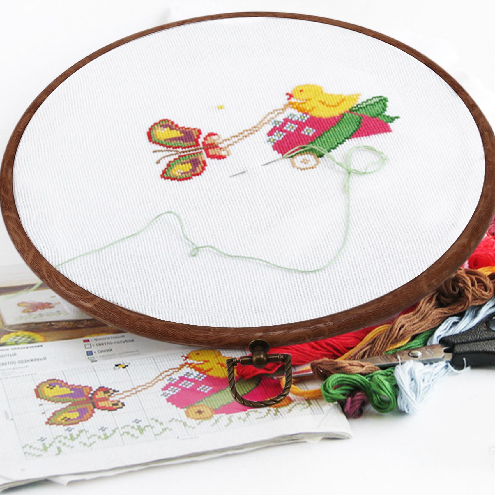 3 Pieces 10 inch 26cm Embroidery Ring No Slip Hoops Set Imitated Wood Display Frame Circle Embroidery Kits