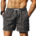 thumbnail image 2 of Ceisia Summer Men's Casual Striped 5 Inch Beach Shorts Quick Dry Drawstring Waist Swim Trunks with Pockets Black M Gifts, 2 of 4