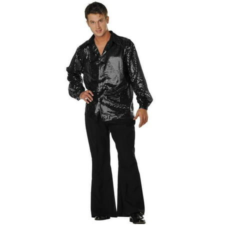 RG Costumes 85177-BK Plus Size Disco Inferno 70s Sequin Costume - Black