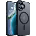 thumbnail image 1 of Entronix Heavy Duty Case For iPhone 16, Translucent Matte Back, Magnetic Sturdy Case, Black, 1 of 5