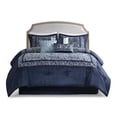 thumbnail image 1 of Madison Park 90" 7-Piece Polyester Microfiber Jacquard Comforter Set in Navy, 1 of 14
