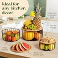 thumbnail image 3 of Fruit Basket Set of 3 for Kitchen Counter: Large Stackable Baskets with Bamboo Lid, Fruit/Veggie Holder, Keeps Counter Classy & Tidy (Home Decor, Kitchen, Etc.), 3 of 8