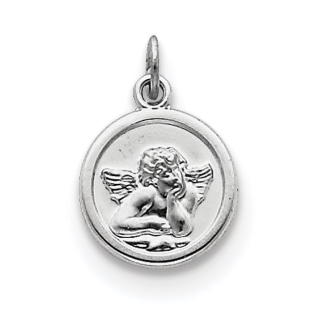 Médaille d'Ange en Argent Sterling Rhodié QC3632 (16mm x 12mm)