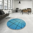 thumbnail image 4 of Ahgly Company Machine Washable Indoor Rectangle Transitional Bright Turquoise Blue Area Rugs, 5' x 7', 4 of 7