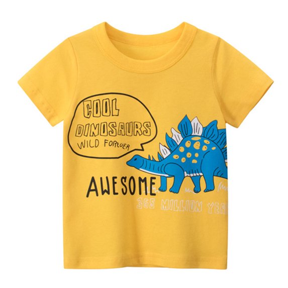Toddler and Little Boys Summer Short Sleeve Crew neck T-Shirts Graphic Tops 1-9 Years - Dinosaur