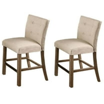 Bowery Hill Solid Wood Counter Height Chair - Light Gray and Beige (Set of 2)