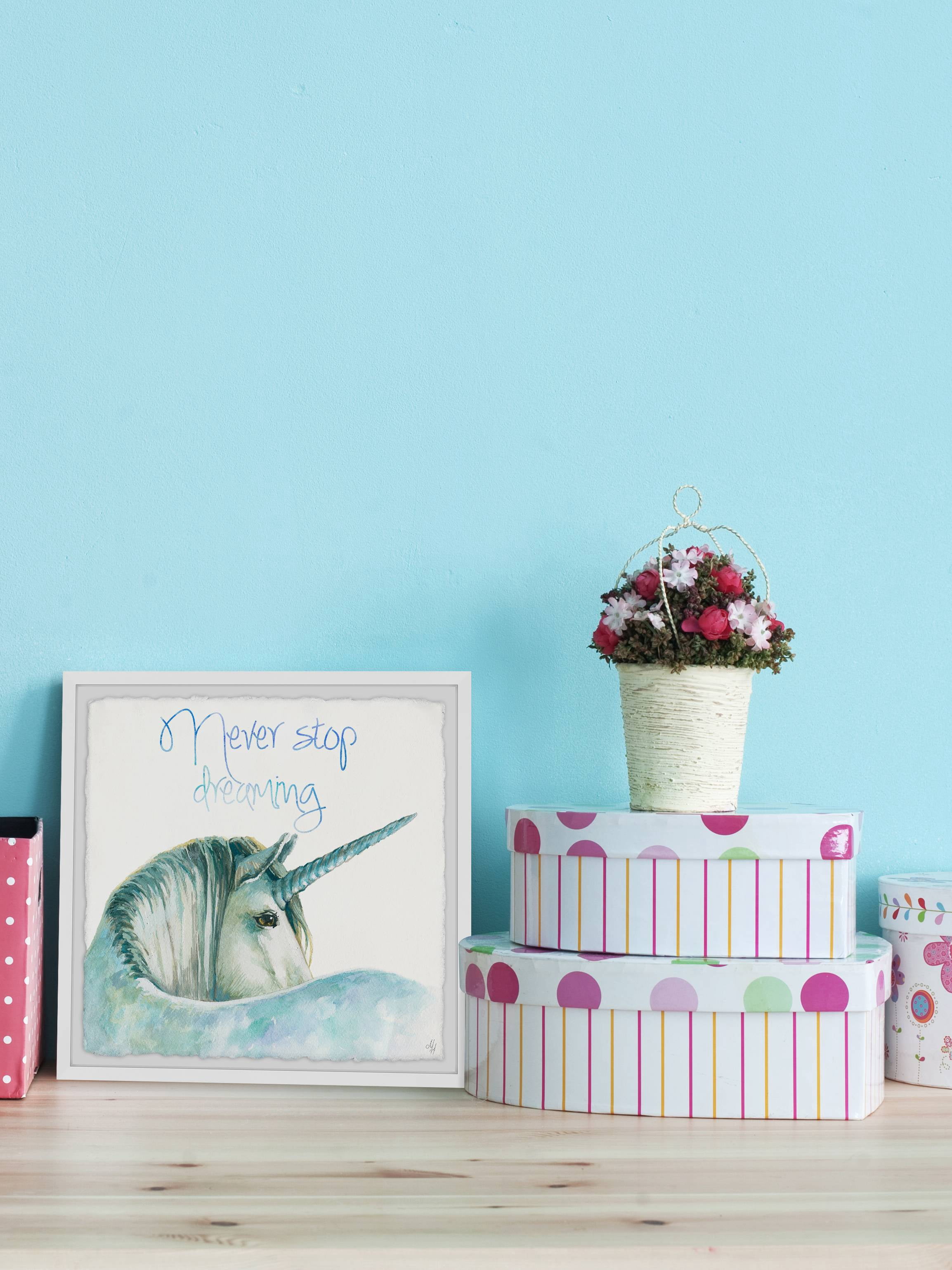 Marmont Hill Blue Unicorn Dreams Ii Framed Wall Art, 24.00" x 1.50"