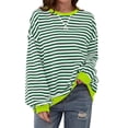 thumbnail image 4 of Womens Oversized Sweatshirt Color Blocks Long Sleeve Crewneck Sweatshirts Pullover Top Casual Loose Fall Shirts Tops, 4 of 9