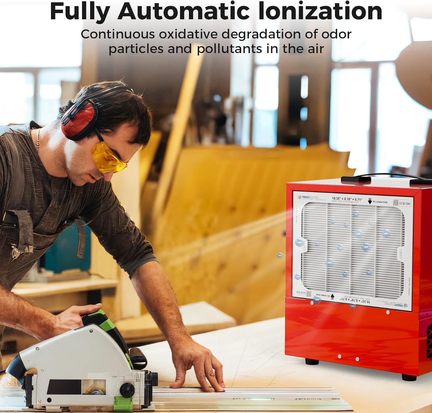AlorAir 850/1050 CFM Portable Air Filtration System Built-In Ionizer with Strong Vortex Fan for Garage, Works Shop, Purecare 1050IG Tabletop Dust Collector