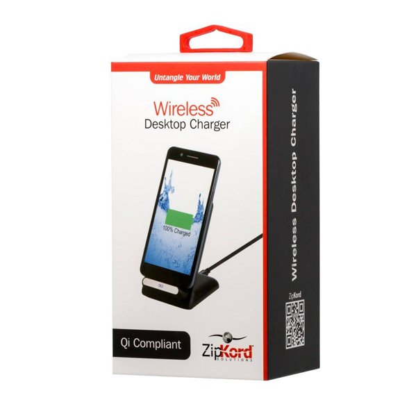 ZipKord Qi Wireless Charger Charging Stand Dock for Qi Enabled Devices - Black