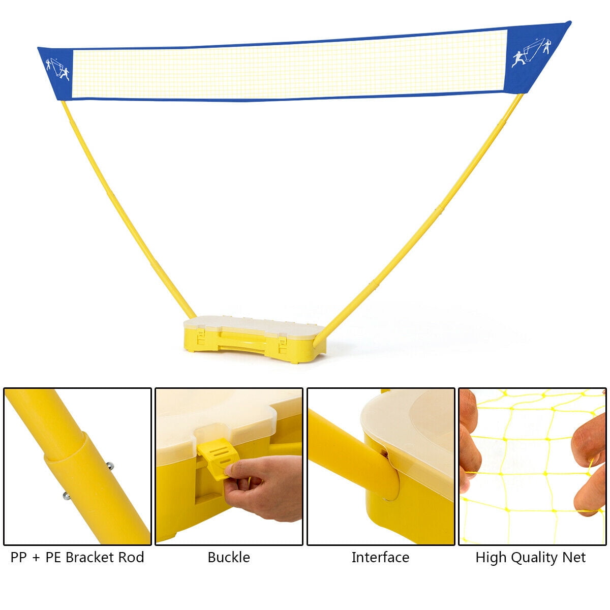 Buy GYMAX Badminton Net, Height Adjustable Tennis Net Set W/Poles, 2 Birdies & Carry Bag, Easy Setup Pickleball Net Sports Net, Portable Volleyball Net For Indoor & Outdoor Game Beach, Backyard (14