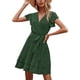 thumbnail image 1 of Women's Summer Boho Short Dress Polka Dot Print V Neck Short Sleeve Ruffle Beach Short Dress L, 1 of 5