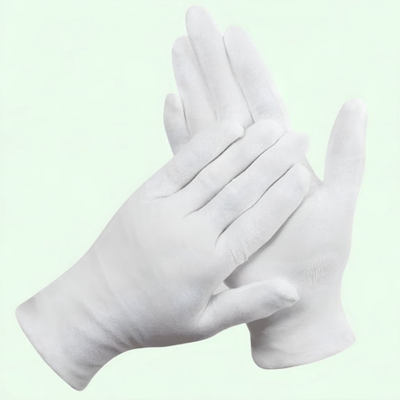 TELOLY White Cotton Gloves - Pack of 12, Hand Spa, Jewelry Inspection, Eczema Relief