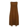 thumbnail image 4 of Sakmal Casual Dresses for Women Mumu Long Tank Dress Sleeveless Brown Crew Neck Ladies Sundress L, 4 of 6