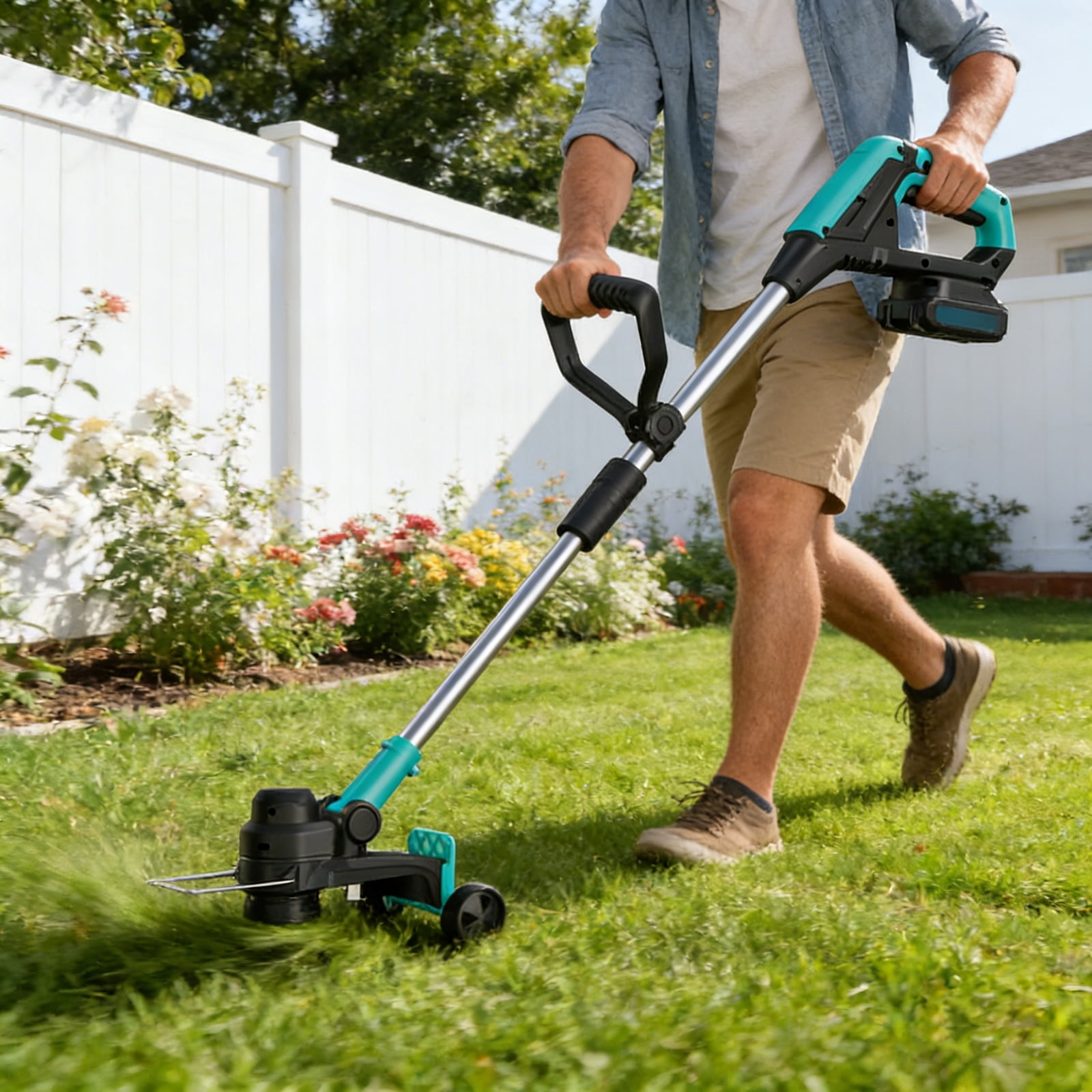 Garvee 20V Cordless String Trimmer 12" Cutting Swath 2-in-1 Electric Weed Wacker & Lawn Edger with 2 Batteries Fast Charger & Auto-Feed