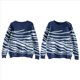 thumbnail image 3 of Suéter Informal de Cuello Redondo y Larga para Mujer, Otoño e Invierno, con Rayas en Contraste y Botones en los Hombros Azul Marino XL, 3 of 6