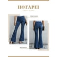thumbnail image 3 of HOTAPEI Womens Flare Jeans Elastic Waist Bell Bottom Raw Hem Denim Pants Destroyed Jeans, 3 of 5