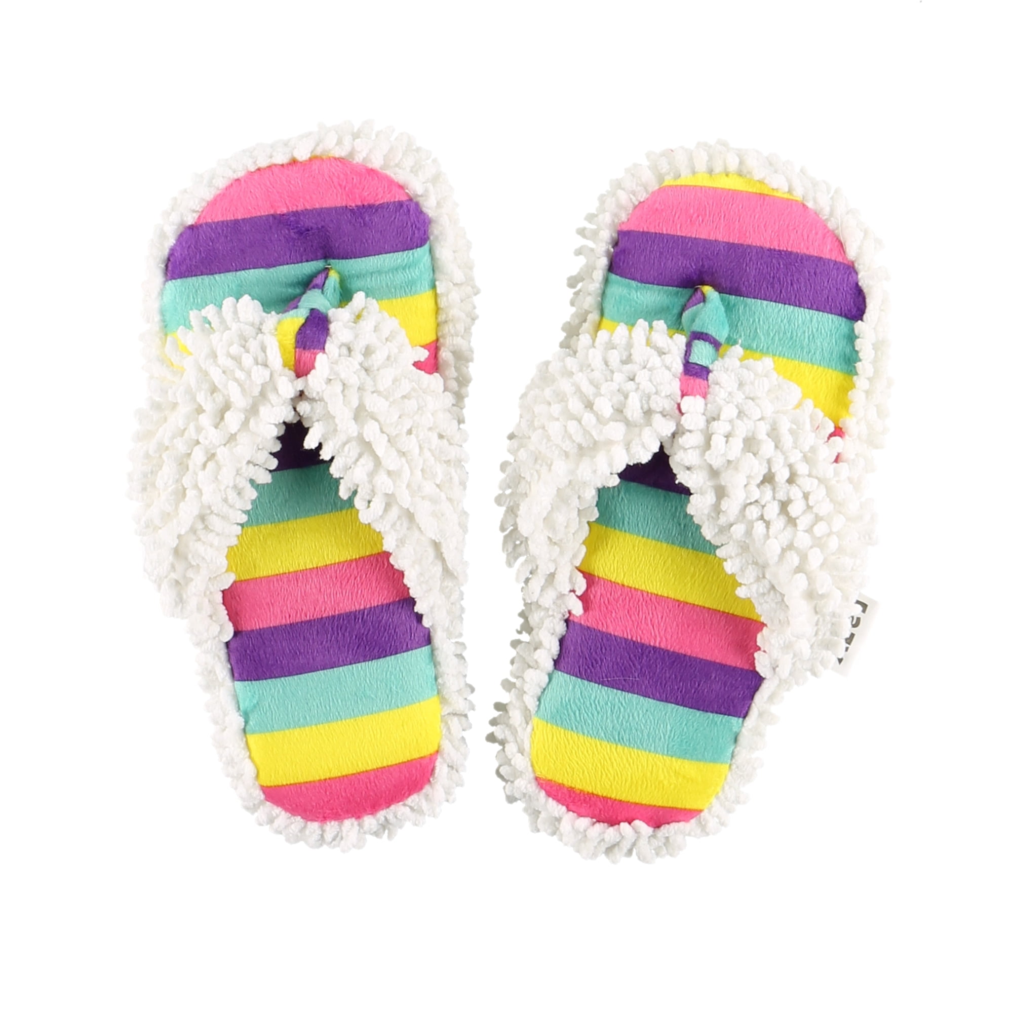 LazyOne Flip-Flop Spa Slippers for Women Female Fuzzy House Slippers Rainbow