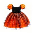 thumbnail image 3 of Weebloom Halloween Toddler Girls Dress Tutu Pumpkin Dress Up Stage Performance Short Sleeve Role Play Party Outfit Clothes Dresses For Girls Orange 4 Years, 3 of 3