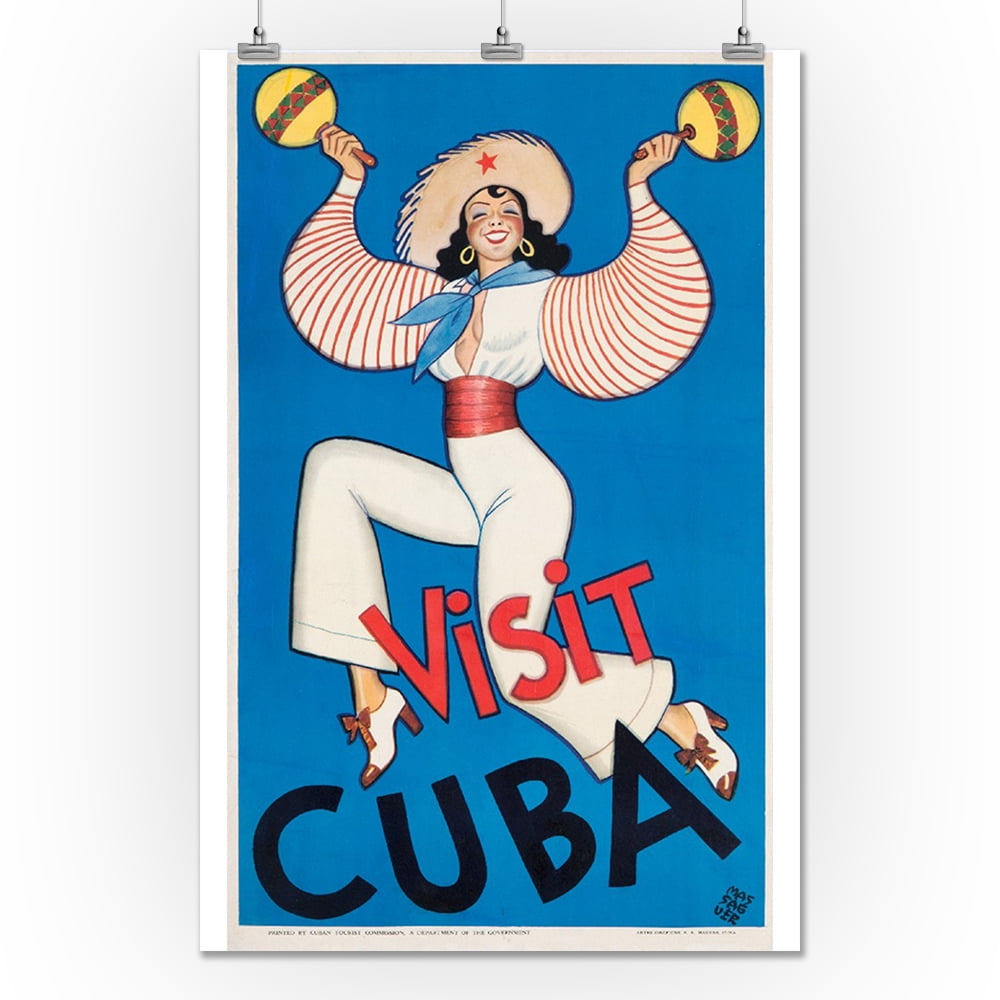 Visit Cuba Artist Massaguer Vintage Advertisement 36x54 Visit Cuba Artist Massaguer Vintage Advertisement 36x54 Giclee Gallery Print Wall Decor Travel Poster Com